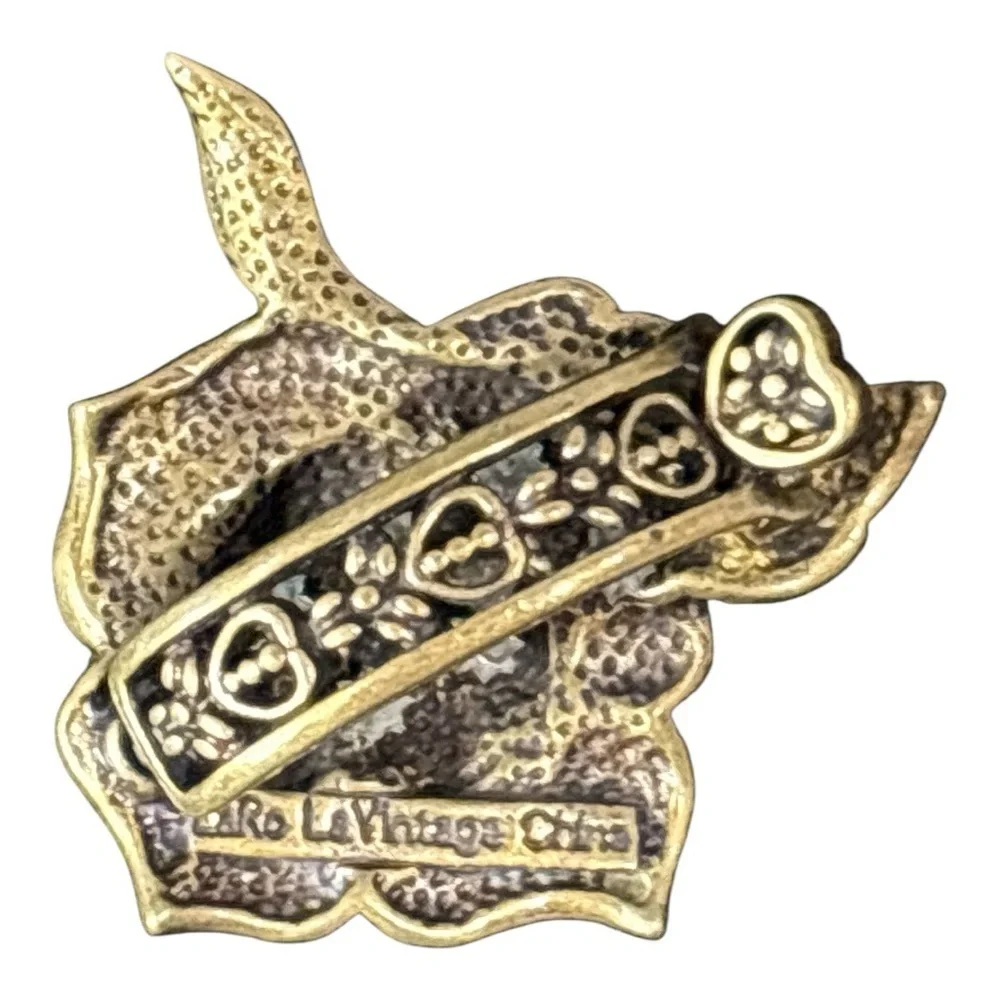NIB La Vintage Kathy Levine Pave Crystal Rose Hair Clip Antique Bronze Purple